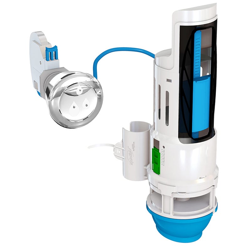 Danco HYR270 Hydroright Water-Saving Dual Flush Valve with Push-Button Handle, Plastic, Chrome - Image 1